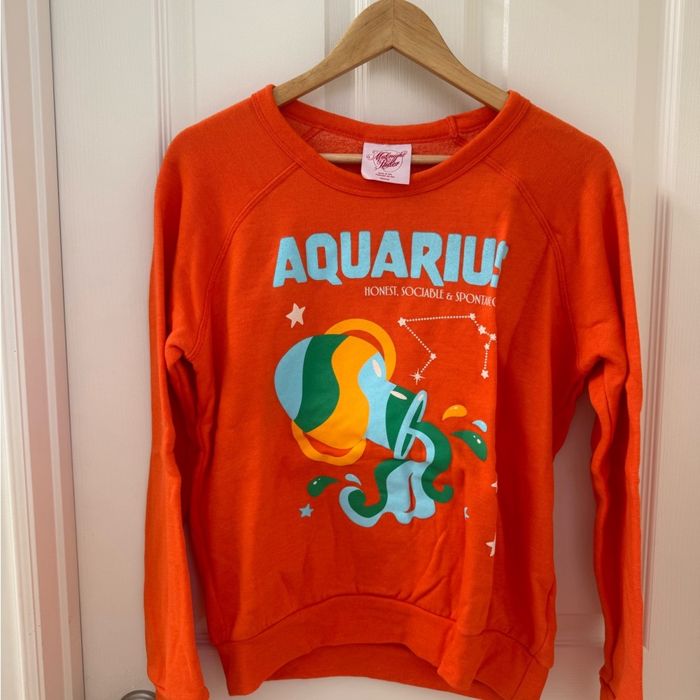 Anthropologie Midnight Rider Orange Aquarius Sweatshirt